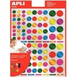 Gommettes géométriques rondes ass métal. - 6 feuilles ( 624 unités)