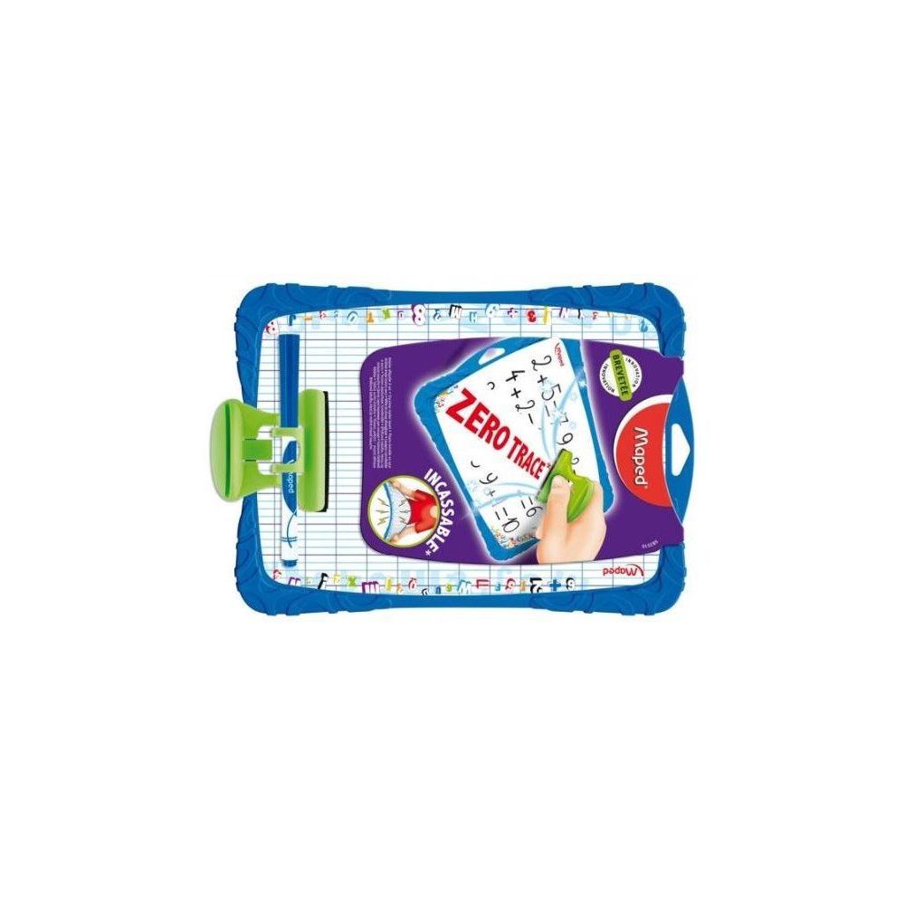 Ardoise blanche uni/Séyès Incassable MAPED  + Marqueur + Gomme - Z