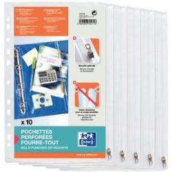Pochettes perforées fourre-tout Zip 14/100ème Format A4 (par 10) - Z