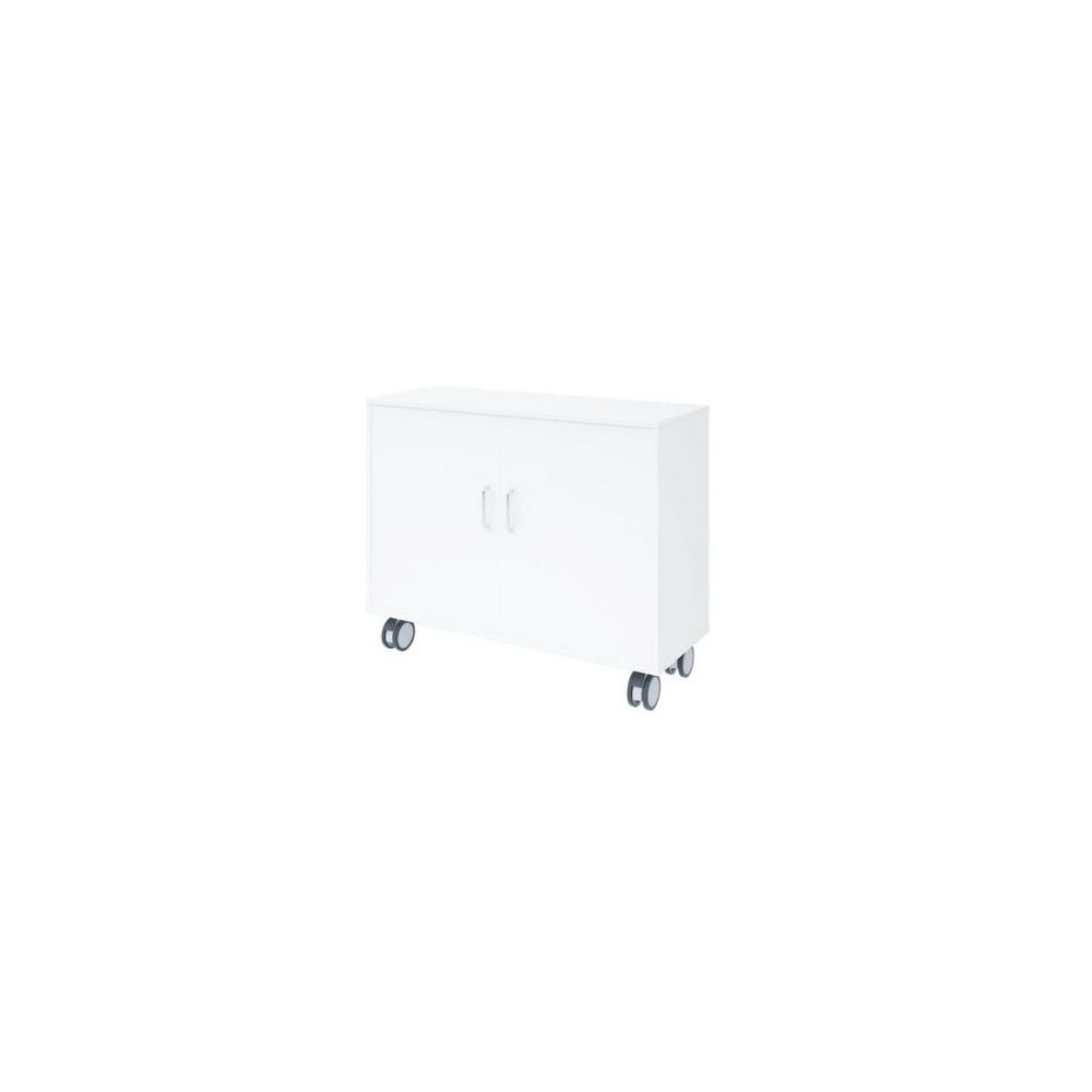 Meuble bas bois à roulettes L104xH90x40cm - 1Etagère + 2 portes BLANC Meuble bas bois à roulettes L104xH90x40cm - 1Etagère + 2 portes BLANC