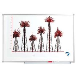 Tableau blanc 45 x 60 cm laqué magnétique - Cadre alu + auget