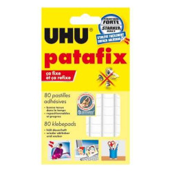 Pate adhésive UHU PATAFIX - Carte de 80 pastilles BLANCHES  