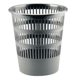 Corbeille papier en plastique ronde ajourée - 16 litres - GRIS //