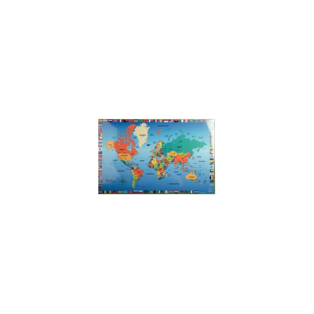 Sous-Main CARTE DU MONDE - Carton recouvert PVC - 37 x 58 cm