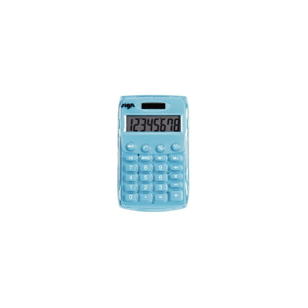 Calculatrice de poche 08 chif. SIGN - 7 X 12cm - SOL./PILE BLEUE **