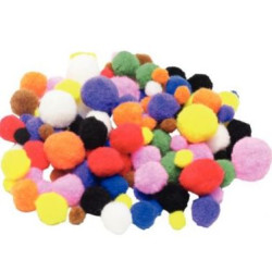 Pompons avec tailles et couleurs assorties( sachet de 300)