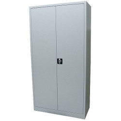 Armoire haute Portes Battantes - L90xH195xP45 cm - Métal Gris 2 clefs
