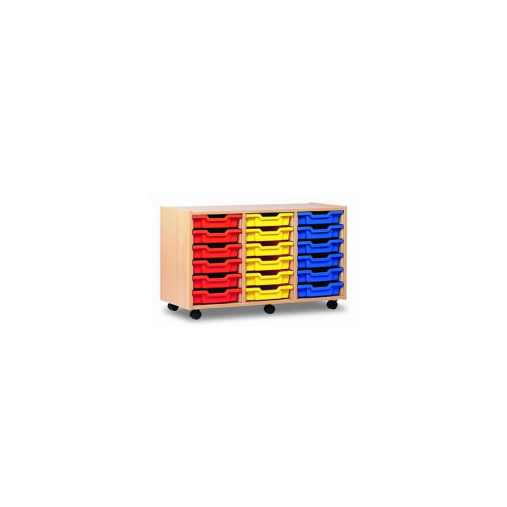 Bibliothèque 18 bacs+roulettes Dim:102 x 44 - Haut: 65 cm (sans bac)