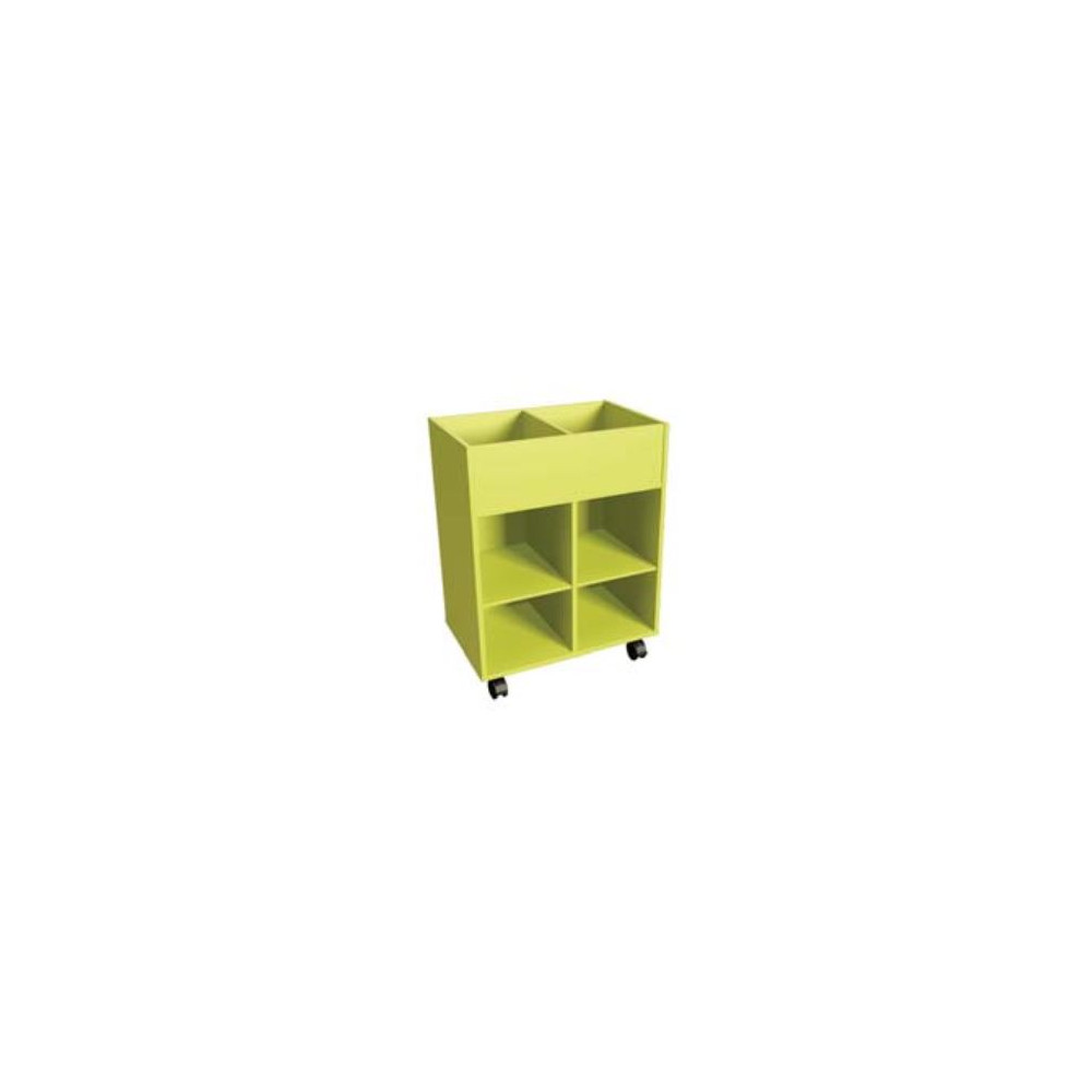 Bac à albums mobile 2 colonnes (2bacs+4 cases) L70 x 45x H92cm