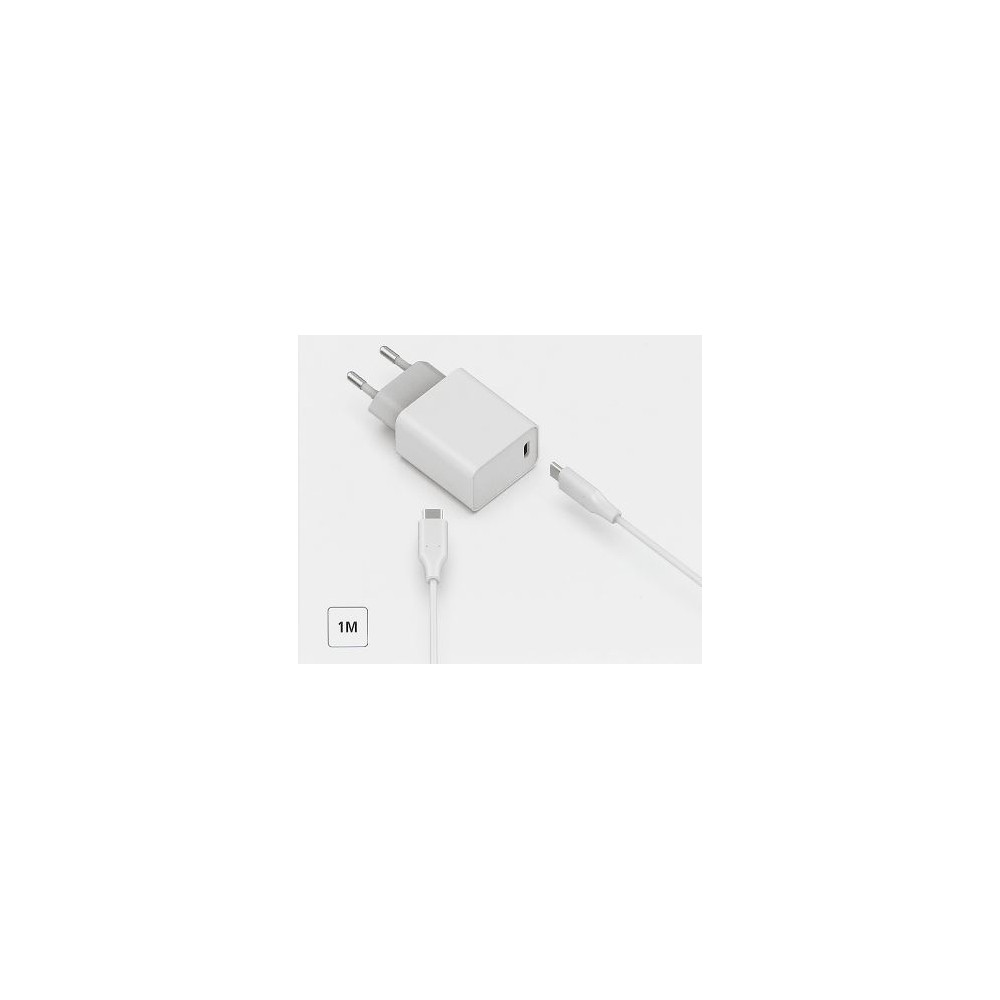 Adaptateur secteur USB-C + cordon USB-C vers USB-C 1m - blanc Adaptateur secteur USB-C + cordon USB-C vers USB-C 1m - blanc