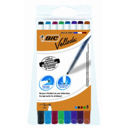 Marqueur effaç. BIC VELLEDA 1721 - Ogive fine 1.5mm - 8 COUL
