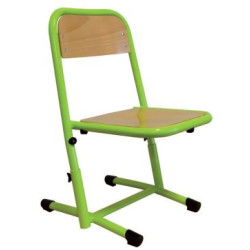 Chaise Scolaire ajustable Assise Hêtre - Pieds acier - T1 à T3