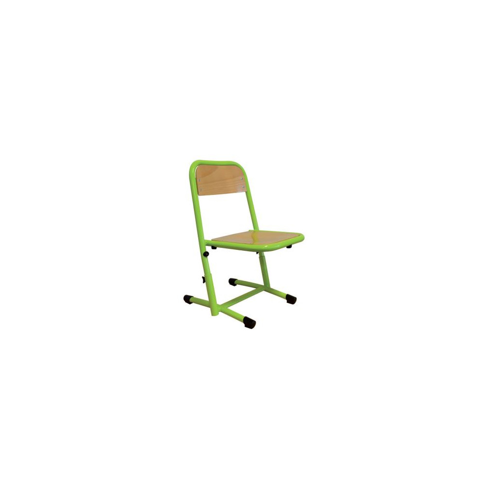 Chaise Scolaire ajustable Assise Hêtre - Pieds acier - T1 à T3