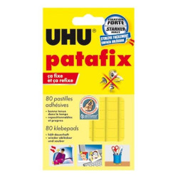 Pate adhésive UHU PATAFIX - Carte de 80 pastilles JAUNES
