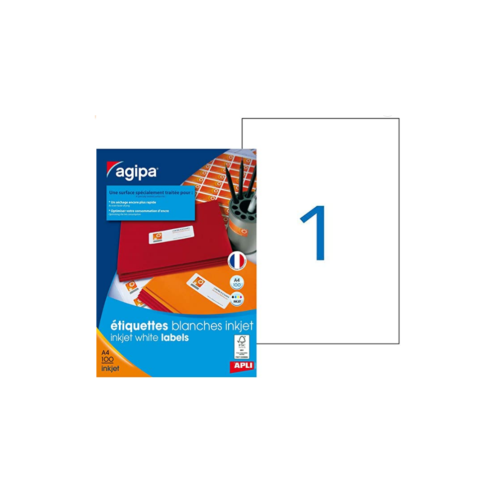 Etiquettes Multifonctions 210 x 297mm - 100 f. A4 - 100 unités //