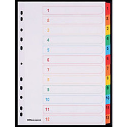 Intercalaires carte A4 12 touches numériques + index - 160g Coul. //