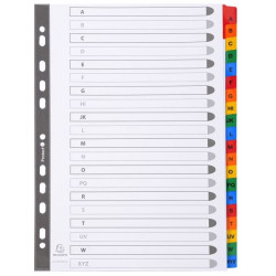 Intercalaires carte A4 20 touches alphabét.+ Index 160g Coul. //