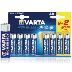 Pile LR06 VARTA Alcaline High Energy AA (par 6 + 2 gratuites) //