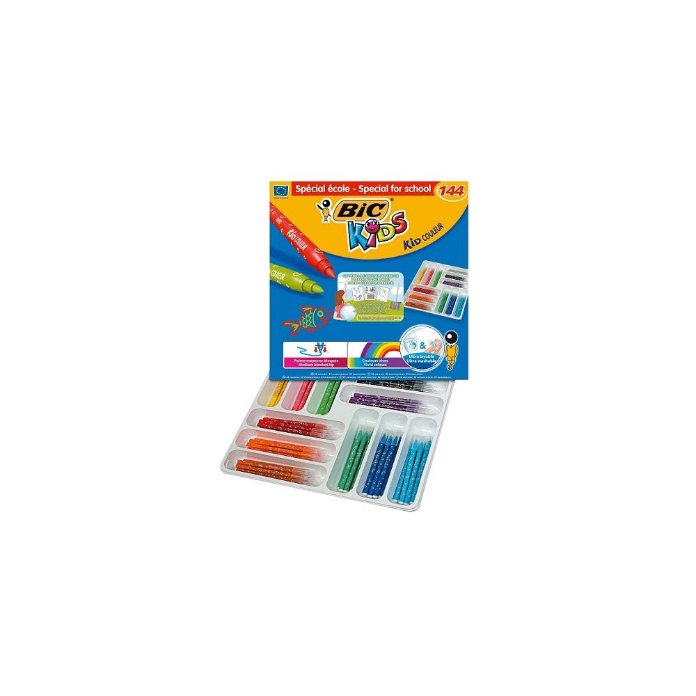 Feutre Couleur BIC KIDS Couleur Lavable - Médium Classpack 144 Coul.