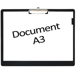 Porte Bloc A3 en PVC rigide avec Pince Forte - NOIR