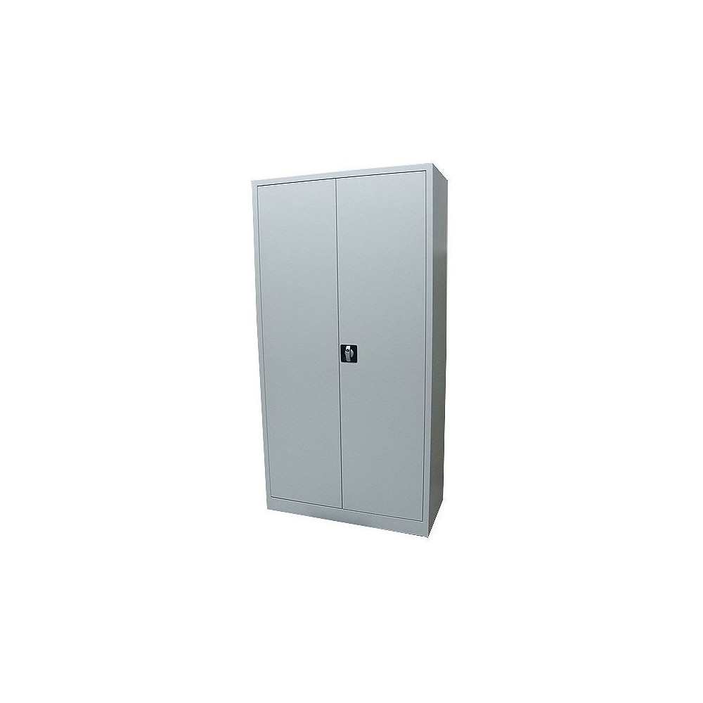 Armoire haute Portes Battantes - L90xH195xP45 cm - Métal Gris 2 clefs
