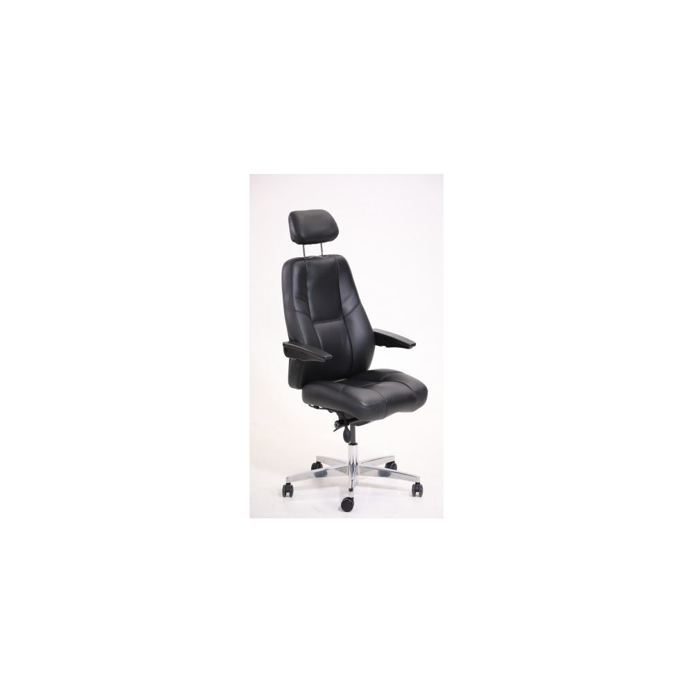 Fauteuil Opérateur 24/24 WHALE-1/ Cuir noir / charge 150kg