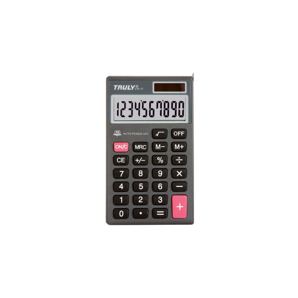 Calculatrice de poche 10 chif. - 6.5 x 11cm - Sol./Pile NOIR //