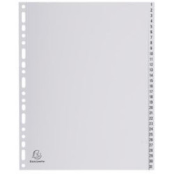 Intercalaires PVC A4 Maxi 31 touches numériques Grises EXACOMPTA //