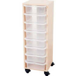 Chariot de rangement sur roulette + 8 bacs - D: 34 x 39 x H97cm