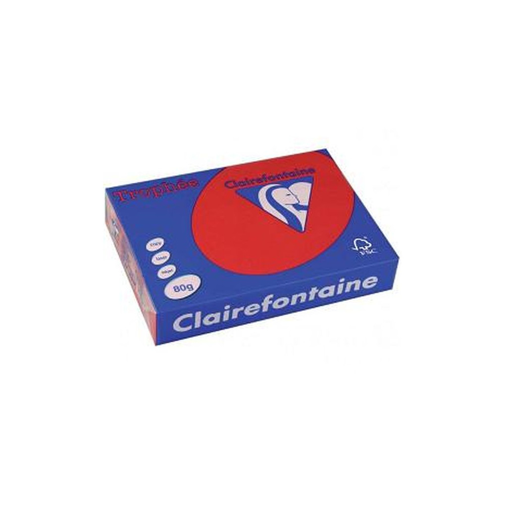 Rame A3 -  80g - Rouge Corail CLAIREFONTAINE (500 f) - Z
