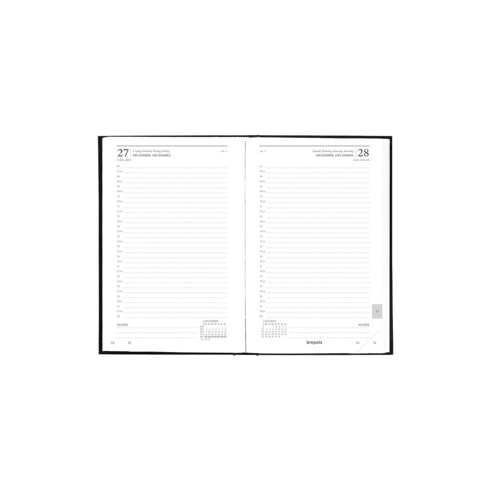 Agenda journalier 1 jour / 1 page - 14 x 21cm - NOIR -2026