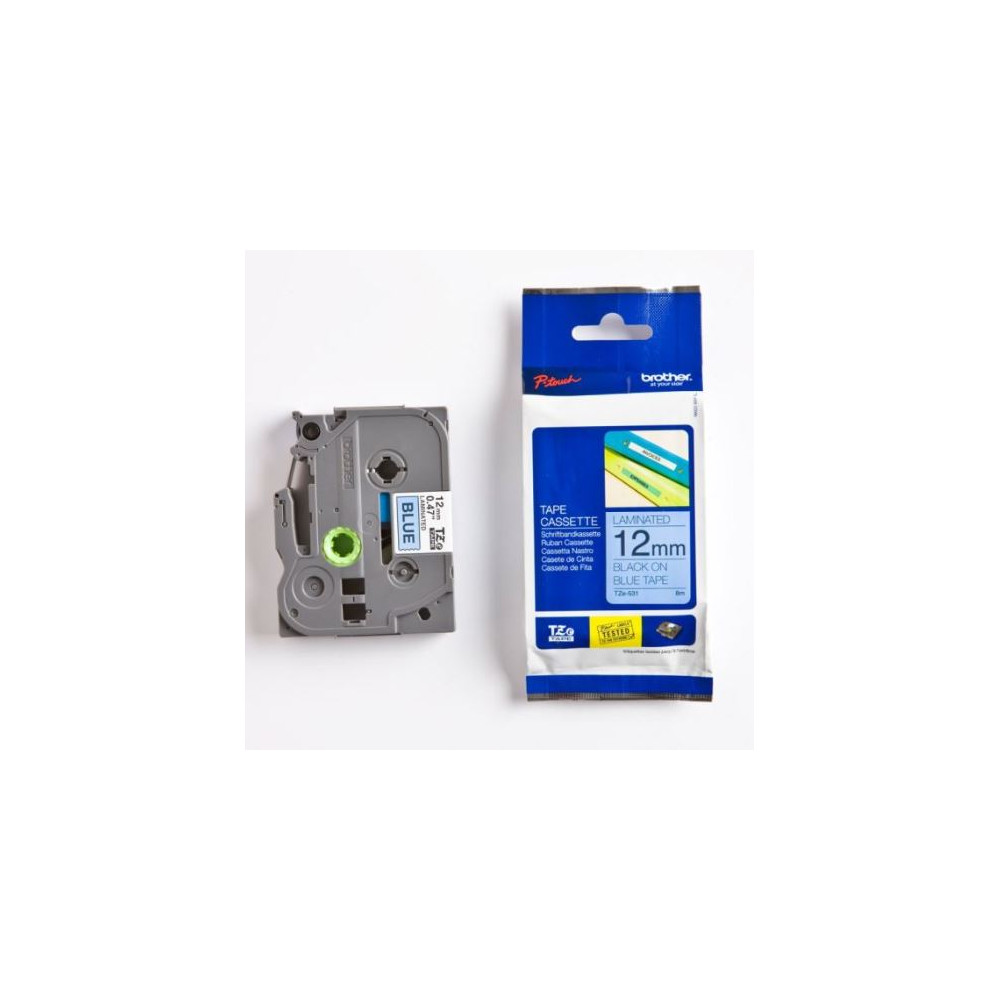 Ruban BROTHER P-TOUCH - 12mm Noir/Bleu - TZ-531 (8 m) //