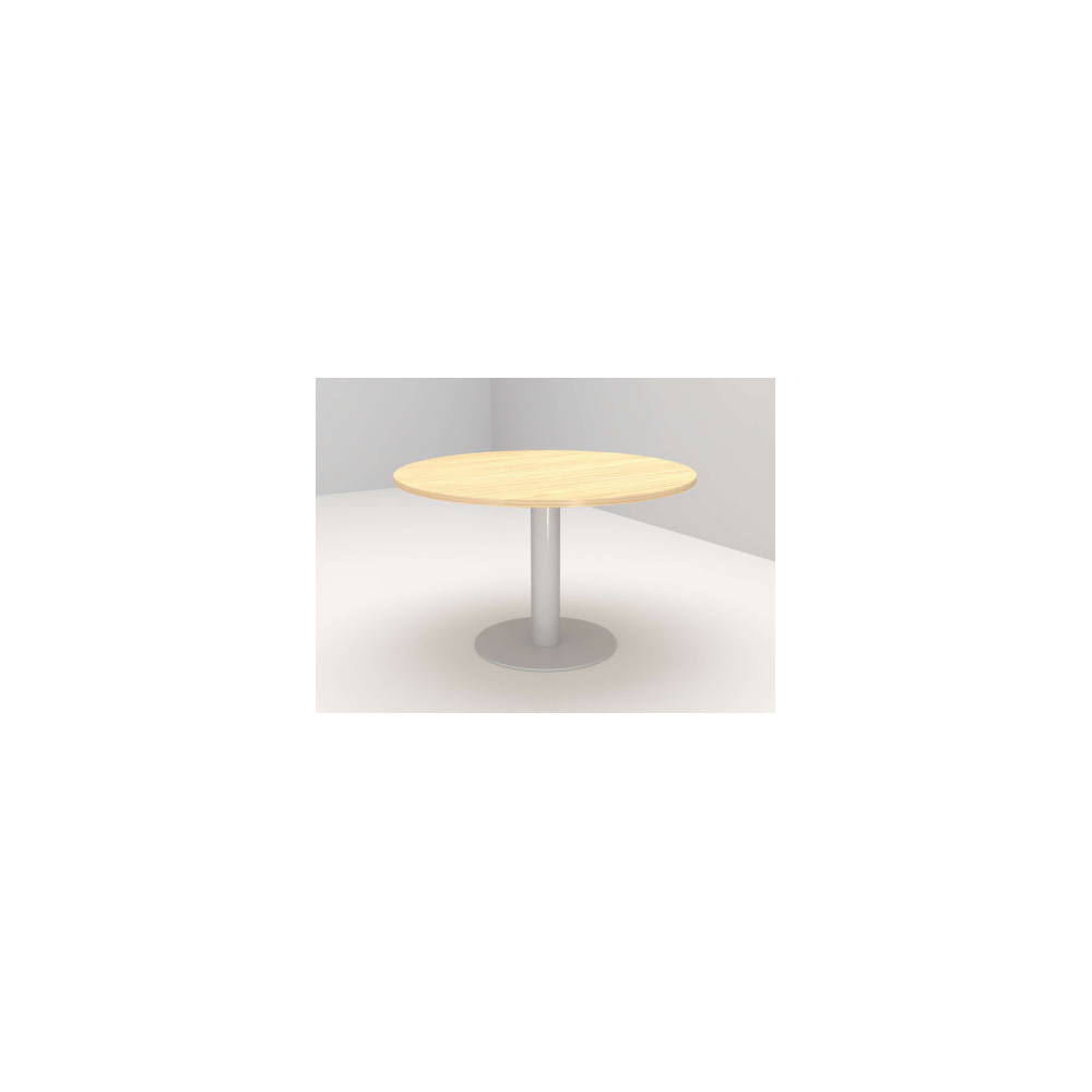 Table poly. ronde Ø120 cm Chene fil / Pieds Tulipe - Gris Alu - T6