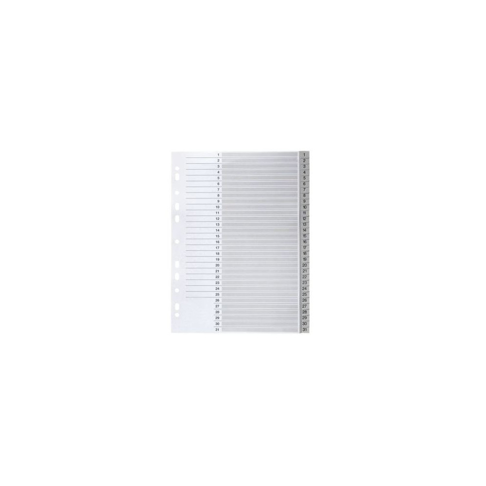 Intercalaires PVC A4 31 touches numériques Grises - Z