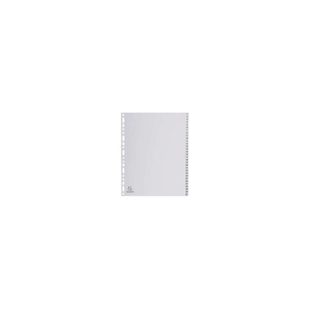 Intercalaires PVC A4 Maxi 31 touches numériques Grises EXACOMPTA //