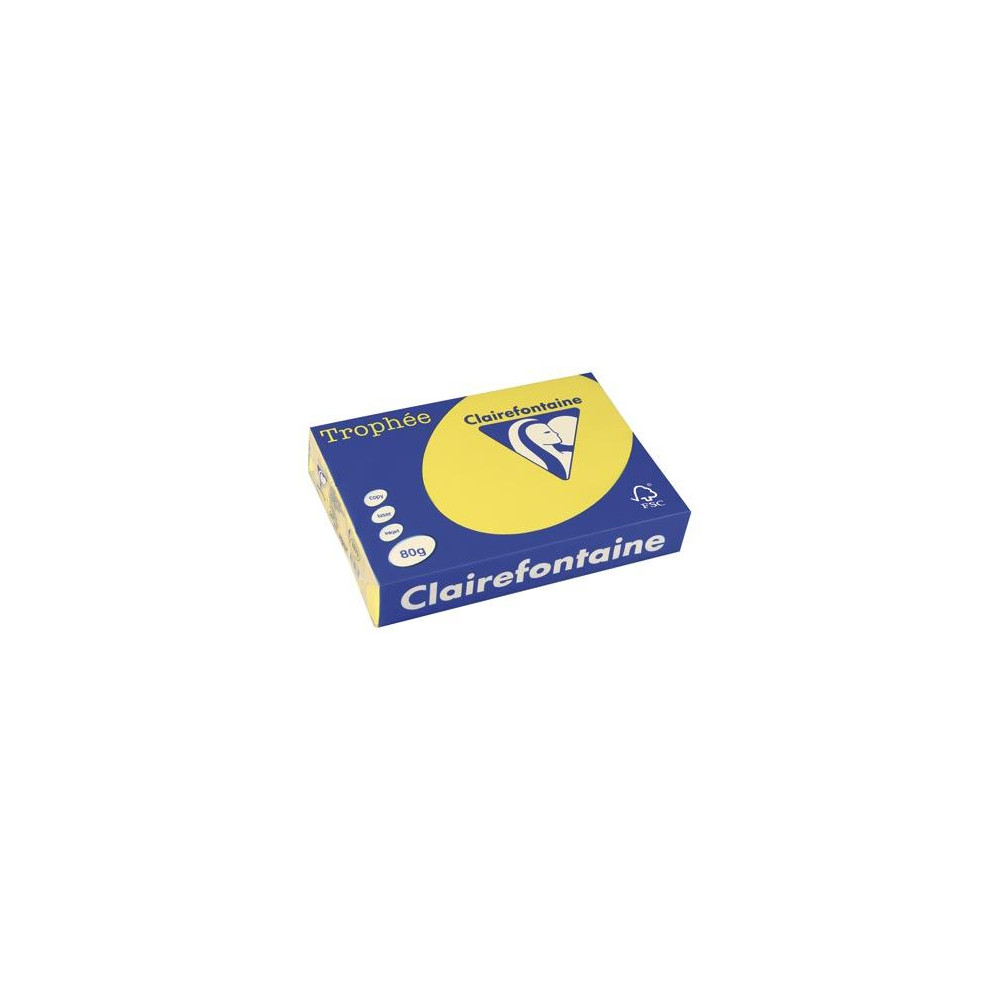 Rame A4 -  80g - Jaune Soleil - CLAIREFONTAINE (500 f.) - Ref:1877 //