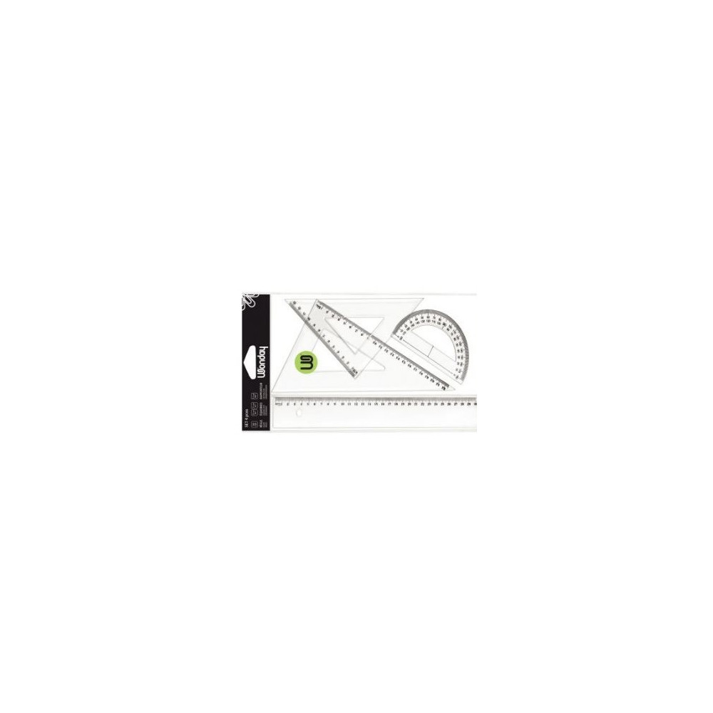 Kit Géométrie WONDAY (1 Règle 30cm 2 Equerres 60&45° Rapporteur) //