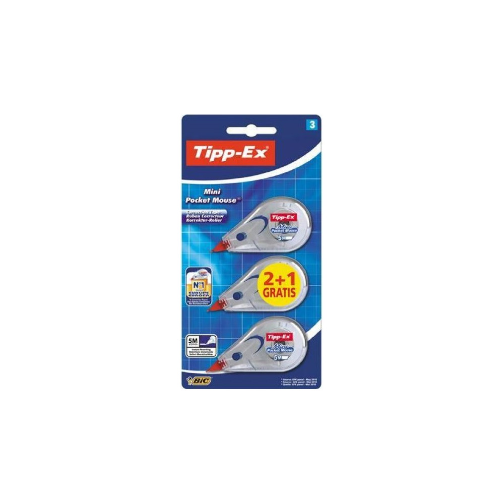 Correcteur à sec TIPP-EX Mini Pocket Mouse 5mm - Blister de 3 //