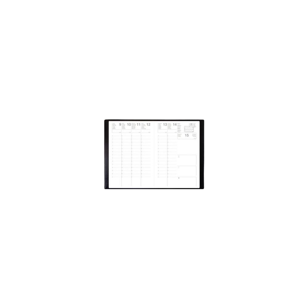 Semainier 2027 - 16 x 24 cm - Couverture PVC Grainé - NOIR