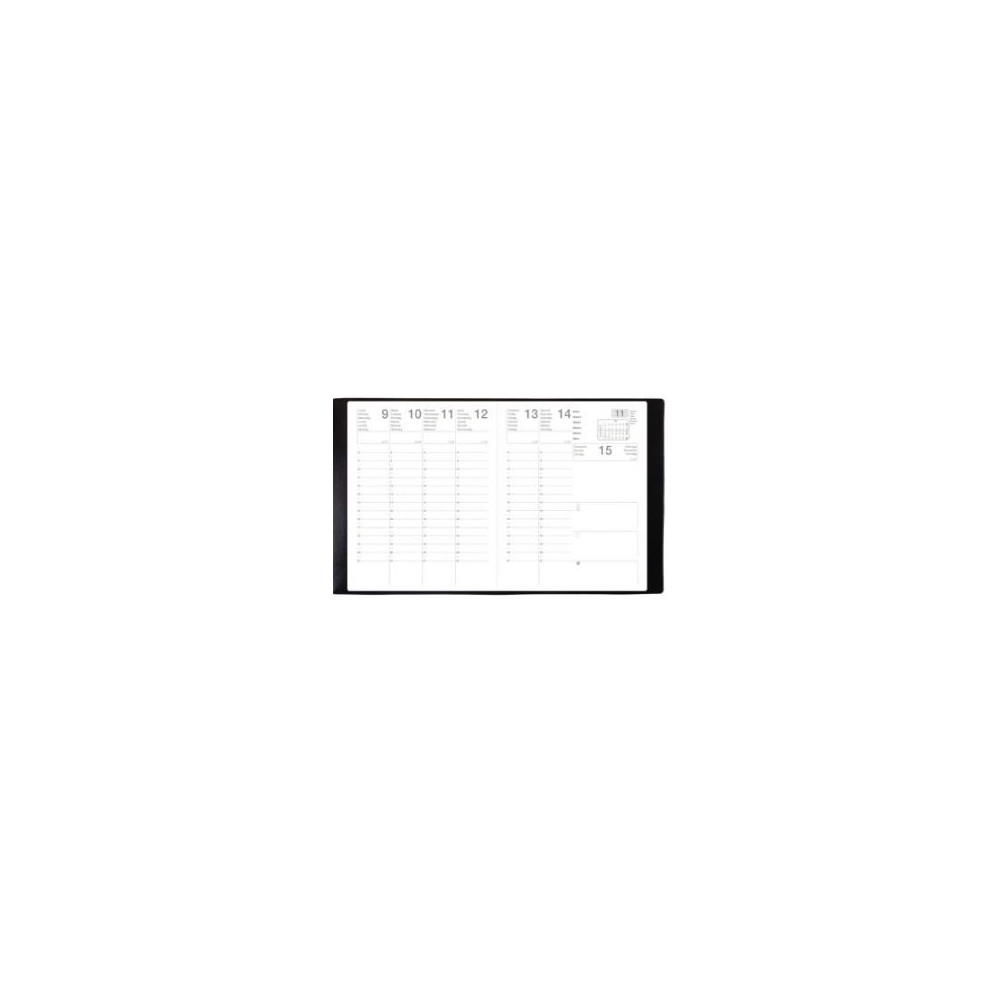 Semainier 2027 - 21 x 27 cm - Piqûre - Couverture PVC Grainé - NOIR