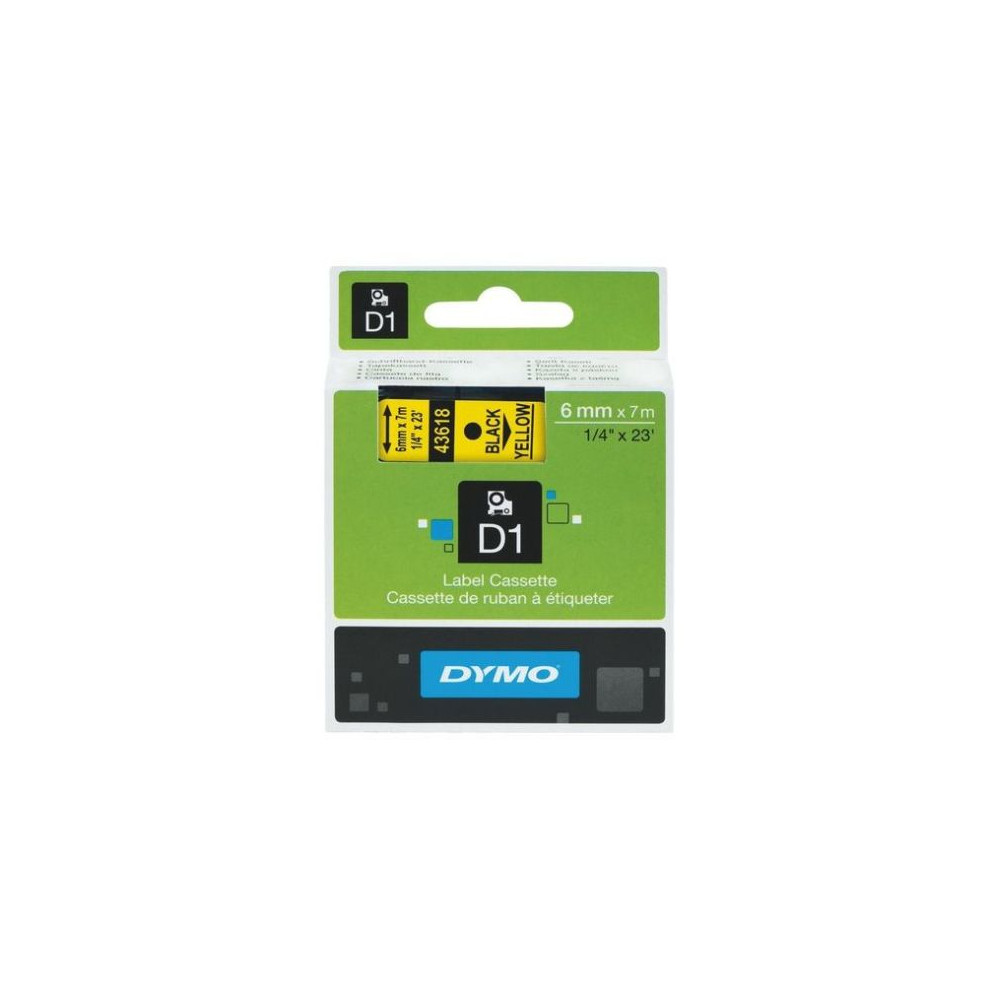 Ruban DYMO D1 - 06mm Noir/Jaune pour titreuse - 43618 (7 m) //