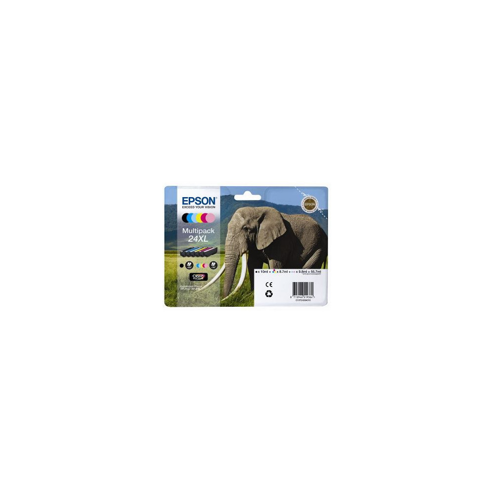 Cart EPSON - N°24XL - T2438 - Eléphant - Noir + couleurs //