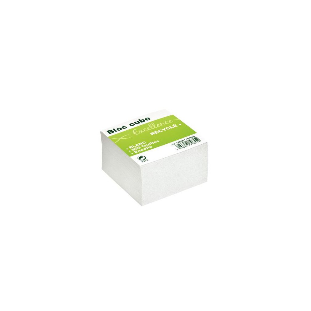 Bloc Cube de papier blanc recyclé - 800 feuilles //