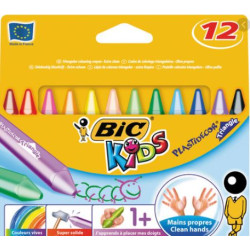Crayon Cire BIC KIDS PLASTIDECOR Triangle Pochette de 12 COULEURS //