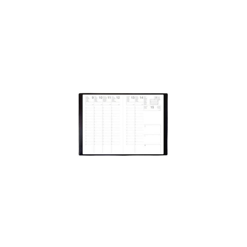 Semainier 2026 - 16 x 24 cm - Couverture PVC Grainé - NOIR