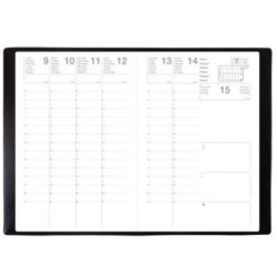 Semainier 2026 - 21 x 27 cm - Piqûre - Couv PVC Grainé - NOIR