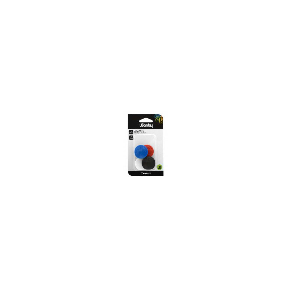 Aimants de diamètre 40mm, Force 600g - Assortis - Par 4  //
