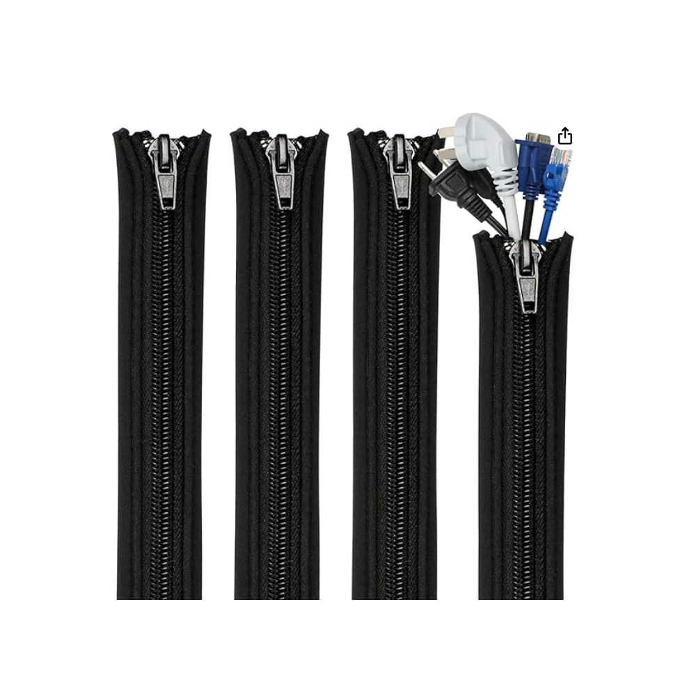 Gaine câble néoprène TESKYER noire avec zip - 4x1,5m - Diamètre 3cm
