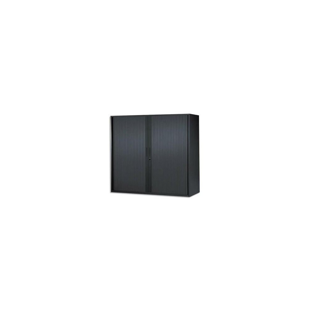 Armoire basse à rideaux - L120xH105xP45cm - Métal Noir Anthracite