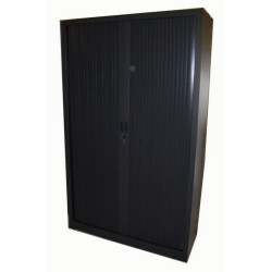 Armoire haute à rideaux - L120xH198xP45cm - Métal Noir anthracite
